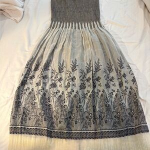 Elegant Gray and Cream Floral Dress from Provence region of France
